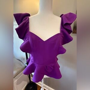 Express Medium Purple Ruffle Peplum Sweetheart Top NWT Super Cute